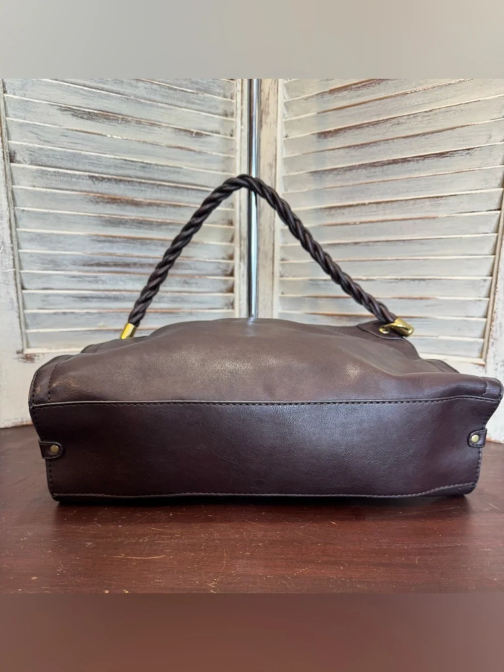 Relic Braided Handle Shoulder Bag Faux Leather Brown